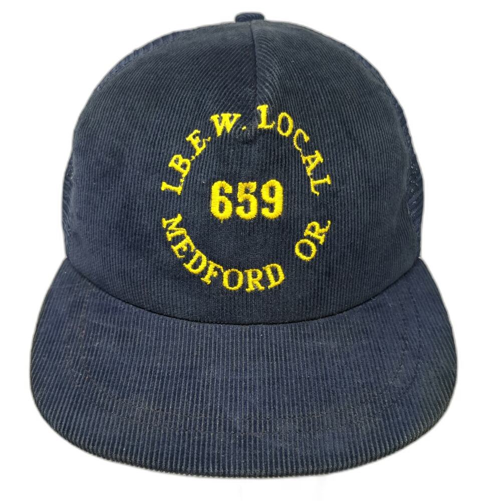 Red River Co. Trucker Hat Blue One Size IBEW Local 659 Union Corduroy USA Made